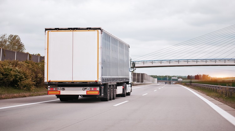 Logistics Shipping Cargo Truck On The Intercity Highway Motorway