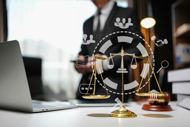 Judge gavel with Justice lawyers having team Concepts of Law and Legal services